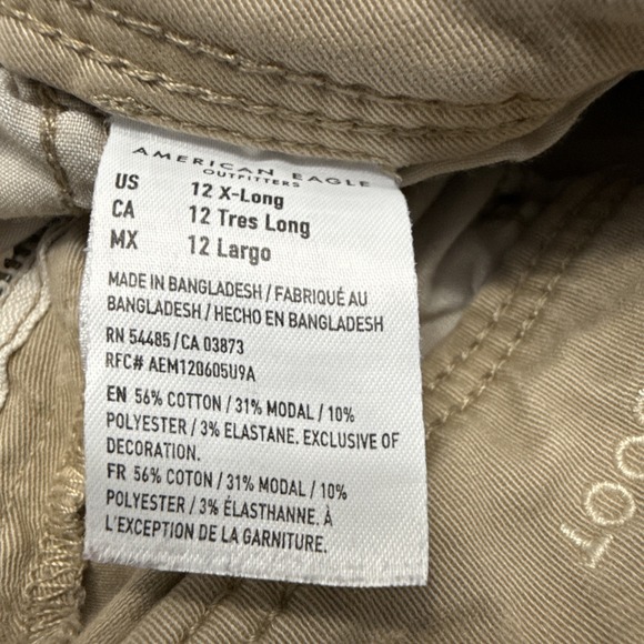 American Eagle kick boot chino pants women's 12XL long tan stretch preppy y2k - Picture 13 of 15